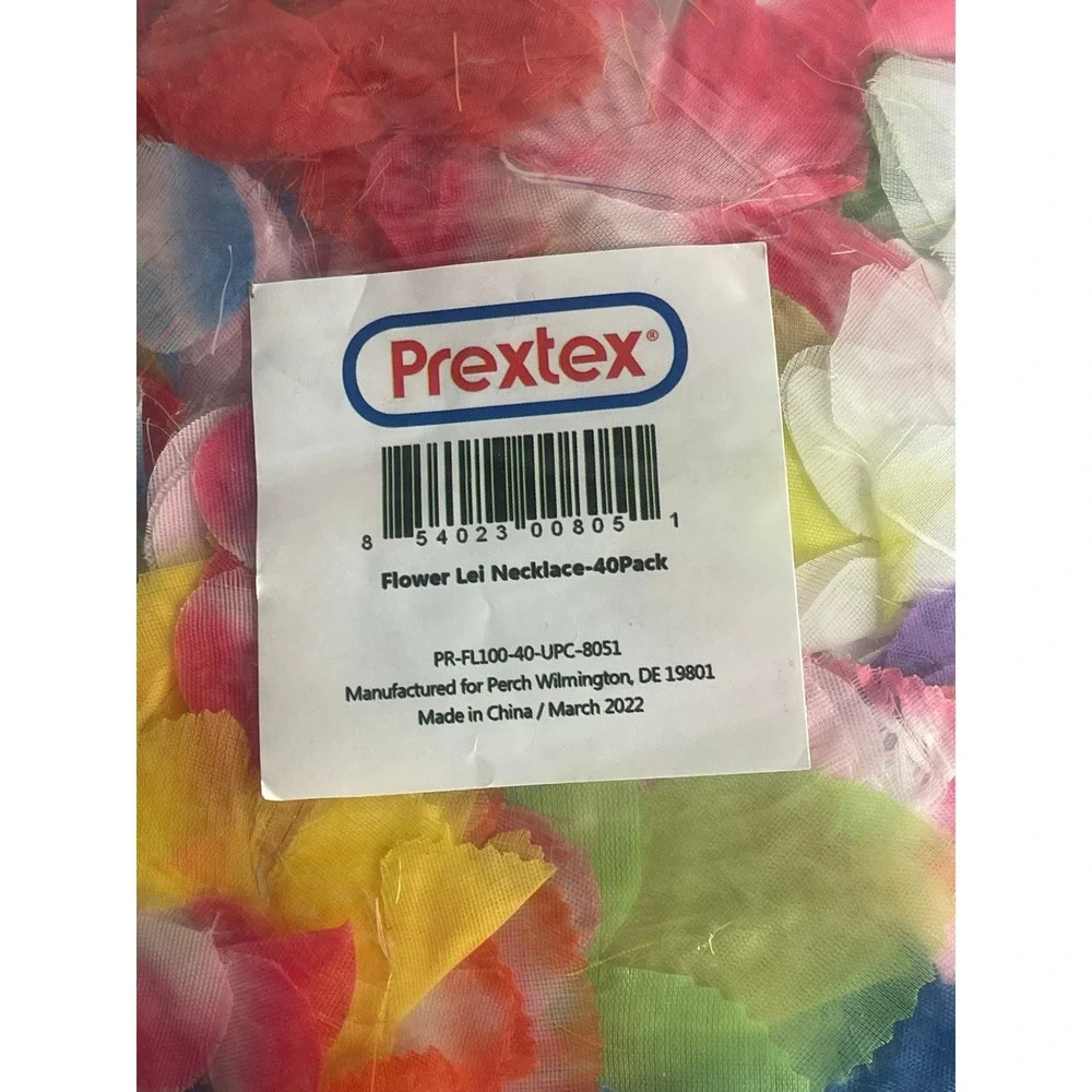Prextex Flower Lei Necklace 40-Pack Multicolor Hawaiian Party Favors PR-FL100-40